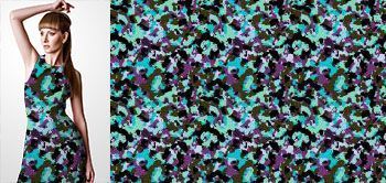 27017v Materiał ze wzorem motyw moro (kamuflaż) wielokolorowy z plamami fioletu, turkusu, zieleni i czerni
